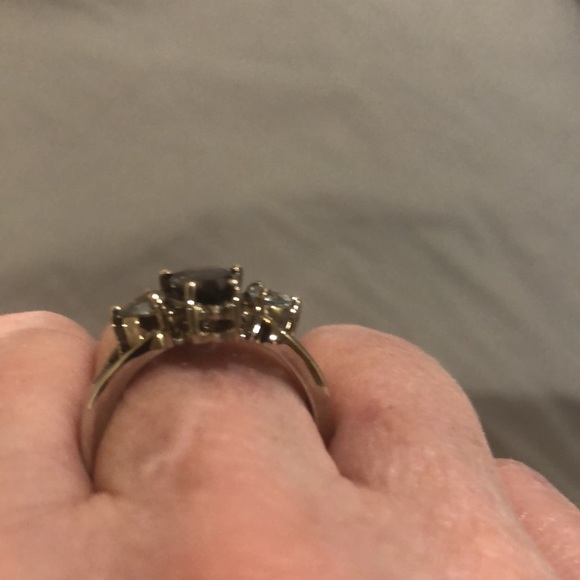 Silver ring size 7 1/2 with sapphire and cz’s - Picture 3 of 7